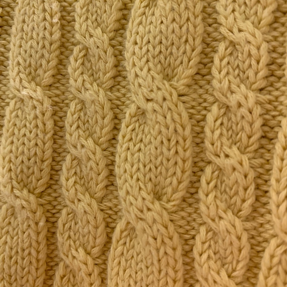 Gap yellow cable knit sweater.  cotton /slight stretch size L  TTS - Picture 3 of 3